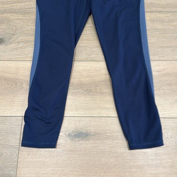 RBX Dark Blue Ribbed‎ Detail Front Tie Polyester Active Workout Leggings Size M - Picture 4 of 11